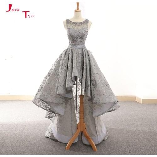 Jark Tozr Vestidos De Novia New Arrive Sexy Open Back Pearls Lace Gray High Low Wedding Dresses Real Photo Alibaba China