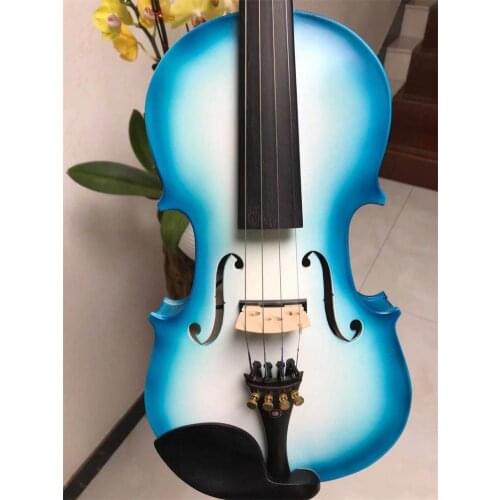 Beautiful soild wood white -blue colors electric & acoustic violin 4/4