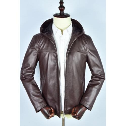 Free shipping.outlet black cow leather jacket.Spring quality genuine leather coat.sales classic casual leather clothes