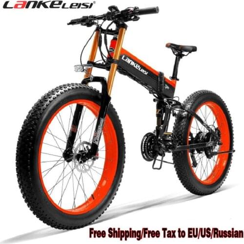 LANKELEISI 1000W Motor Electric Bike 14.5AH Panasonic Lithium Battery 26x4.0 inch Fat Tire Double Shoulder Folding E-bike