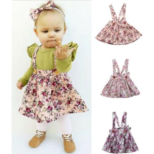 Cute Newborn Toddler Baby Girls Overall Sleeveless Floral Party Princess Strap Skirt Casual Outfits
