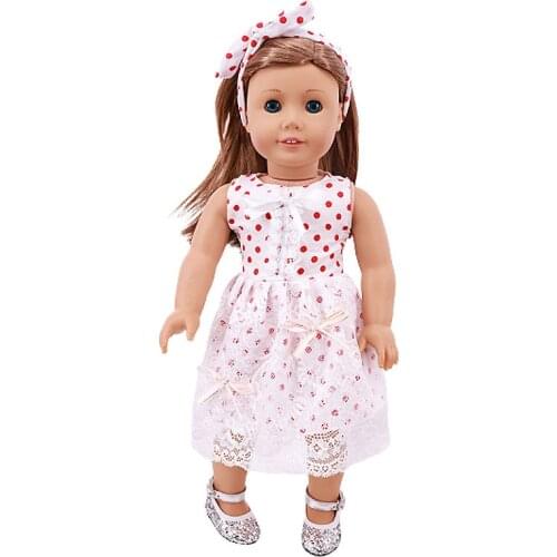 Fashion New Pattern Popular Dot Lace Dress Set Fit 18 Inch American&43cm Baby New Born Doll Clothes Accessories,Girls Toys