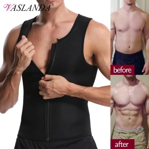 Mens Body Shaper Waist Trainer Tank Tops Shapewear Compression Shirt Slimming Vest Corset for Weight Loss Workout Sauna Suit
