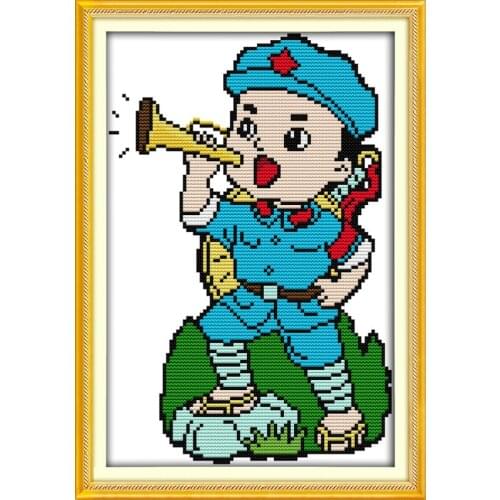 Little red army cross stitch kit cartoon 14ct 11ct count print canvas stitches embroidery DIY handmade needlework plus
