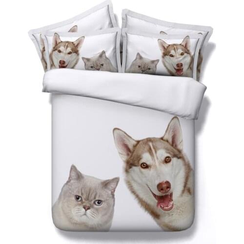 3D Animal Bedding Set Cat and Dog Bed Cover Duvet Cover Set Bed Sheets Pillowcase Twin Queen King Size Home Textiles 4pcs Luxury