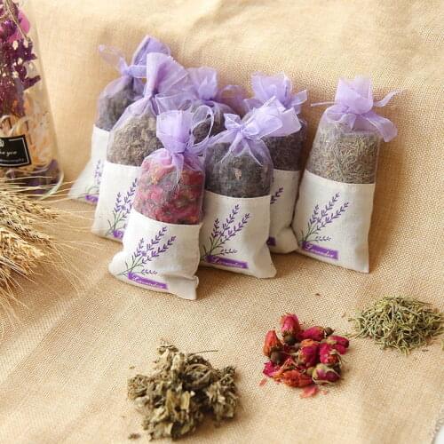 Natural Rose flowers Jasmine Lavender Bud Dried Flower Sachet bag Aromatherapy Wardrobe desiccant sachet car room Air Refreshing