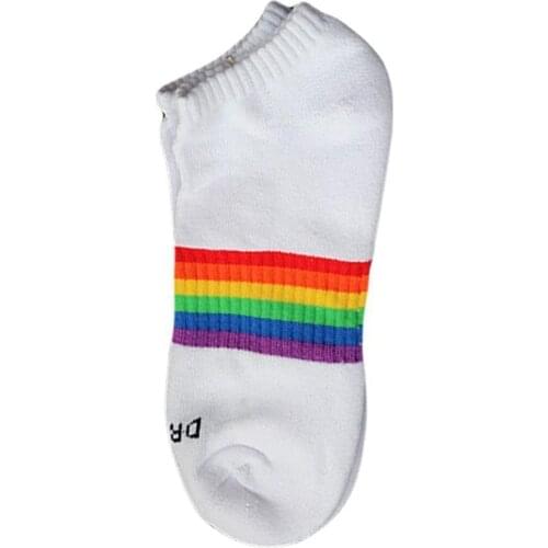 Fashion Women Socks Cotton Rainbow Striped Socks Classic Gift Socks Casual Tide Cute Korean Warm Christmas Harajuku Funny T1G6