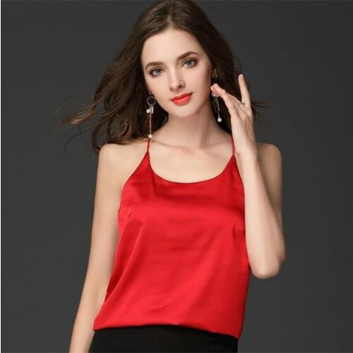 NEW Women Sleeveless Running Vest Sexy Stain Silk Tank Top Quick-dry O-Neck Basic Camisole Summer Halter Crop Tops 2019