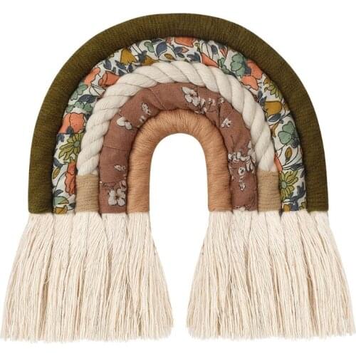 2021 New DIY Rope Rainbow Tapestry Wall Hanging Handmade Weaving Ornament Kids Room Decor