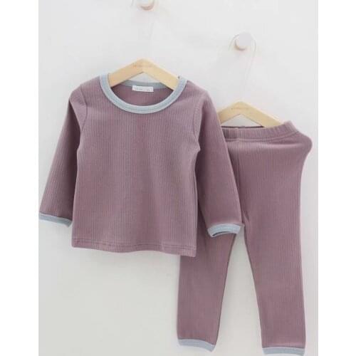 2019 Autumn Winter Children Girls New Ribbed Cotton Tops+pants 2pcs Set Toddler Kids Home Wear Pajamas Baby Boys Knitted Suit