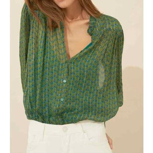 2020 Spring New Gold Line Long-sleeved Shirt Casual Women Blouse