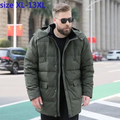 New arrival fashion high quality White Loose Casual Men Down Jacket with hood coat Mens super large plus size XL-11XL 12XL 13XL
