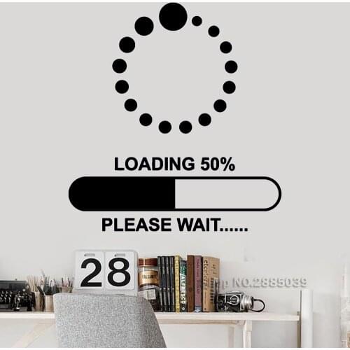 New Creative Loading 50% Vinyl Wall Decals Sticker Gamer Video Game Loading Download Stickers Art Home Decor DIY Murals LC616