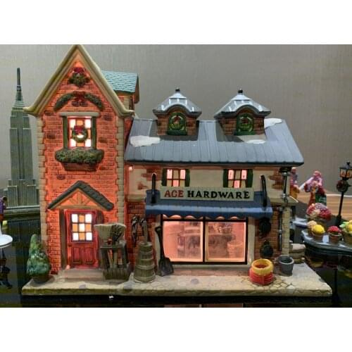 Owell hand-painted ceramic night light house European building Christmas Gift Home Decoration