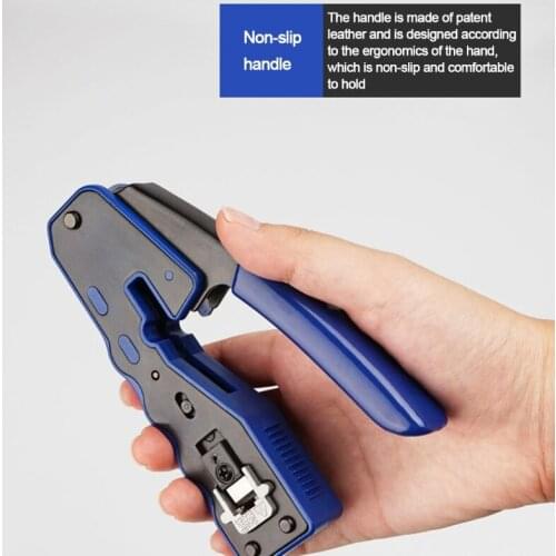 PProfessional RJ45 Crimp Tool Pass Through Cutter for Cat6 Cat5 Cat5e 8P8C Modular Connectors All-in-one Wire Tool