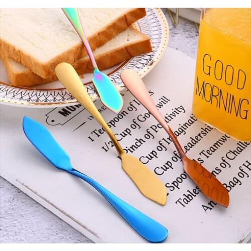 Butter Knife Cheese Dessert Jam Spreader Stainless Steel Cream Gold Rose Knifes Western Cutlery Breakfast Tableware Accessories
