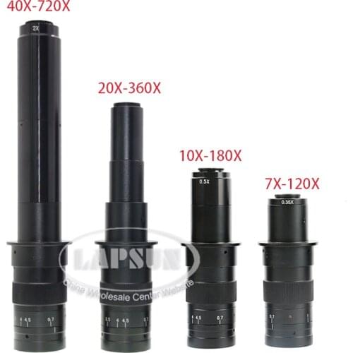 Adjustable High Quality 120X -180X- 360X - 720X Zoom 25mm C-mount Glass Lens Adapter 4.5X for Industry Microscope Camera