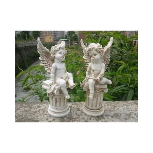 MAKE VINTAGE CUPIDS ANGEL CANDLESTICK SOLAR FLOWER FAIRY GARDEN ORNAMENTS AND DECORATION SCULPTURE STATUE CARVING HOME