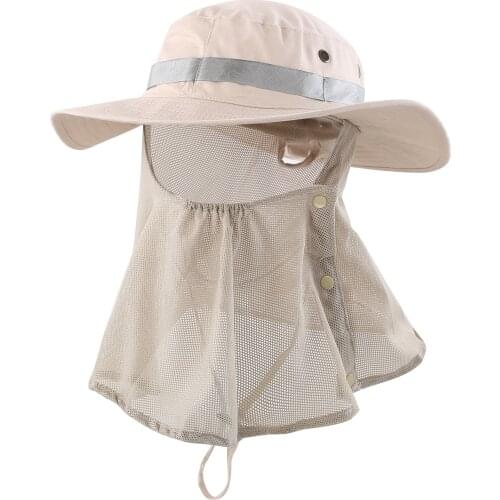 Connectyle Outdoor UPF50 Sun Protection Mens Wide Brim Mesh Bucket Hat with Neck Face Flap Fishing Hat