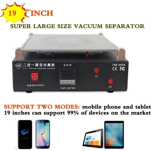 TBK 968D 19 inch LCD screen vacuum separator machine for phones tablet with Large separation table Ideal for cell phone repair
