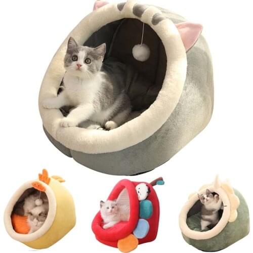 Warm Cat Bed Cartoon Pet Cat Dog Bed House Soft Small Dog Kitten House Washable Sleeping Mat Kennel Chihuahua Pet Supplies