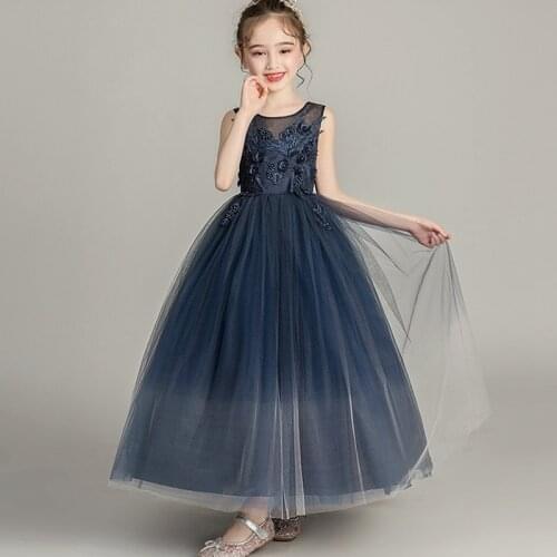 Party Dress Flower Girl Princess Long Wedding Bridesmaid Embroidery Dress Baby Girl Graduation Ball chinese wedding dress