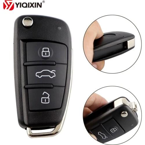 YIQIXIN 3 Button Folding Flip Remote Car Key Case Shell For Audi A2 A3 A4 A6 A6L A8 Q7 TT Fob Replacement Key Without Blade