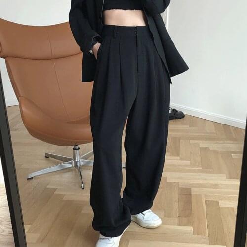 Women High Waist Pants Wide Leg Loose Casual Pants Trousers 2021