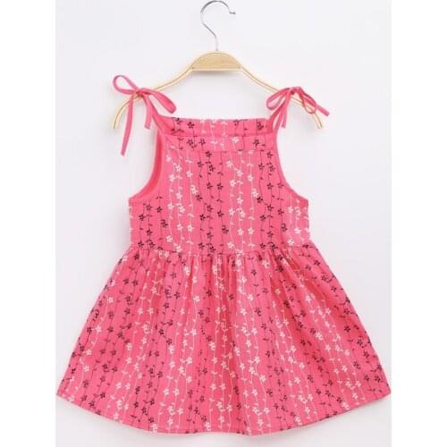 ZWF123 Little Girls Summer Dress Floral Print Princess Dresses Kids Baby Girls Sling Strapless Sleeveless Loose New A-line Dress
