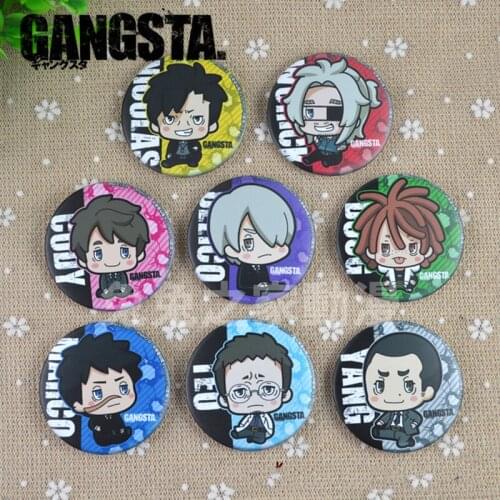 ZXFJXR 58MM Kawai Animation Badge GANGSTA Worick Arcangelo Nicolas Brown Alex Benedetto Icons Brooch Badge Nice Collection