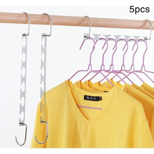 5PCS Magic Clothe Hanging Chain Multifunctional Metal Clothes Closet Shirts Tidy Hangers Save Space Clothing Organizer Hanger