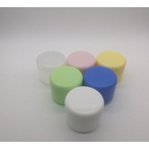 50pcs/lot 50g 50ml colored plastic empty cosmetic containers, cosmetic jar for boby cream
