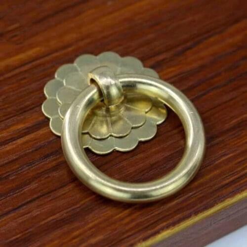 Classical Furniture Accessories Brass Handle Drawer Medicine Cabinet Door Double Plum Blossom Knob Copper Ring Pulls Handles