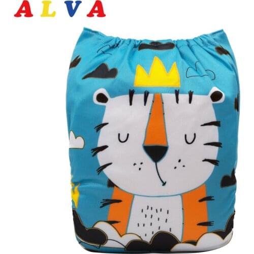 Alvababy 2021 Digital Positioned Cute Cloth Diaper Baby with 1pc Reusable Microfiber Insert
