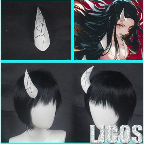 Anime Demon Slayer Kamado Nezuko Cosplay Costume Horn Props Headdress Headwear Hair Clips Hairpin Game Halloween Accessories HOT