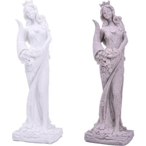 BUF 32cm Sandstone White Goddess of Wealth Statue Resin Craft Home Decoration Sculpture European Simple Decor Ornaments Gifts