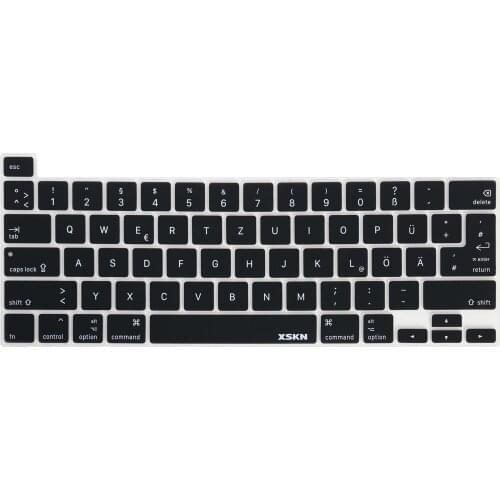 XSKN German/English Black Silicone Keyboard Cover Skin for 2019 New MacBook Pro 16 inch Touch Bar A2141 US and EU Version