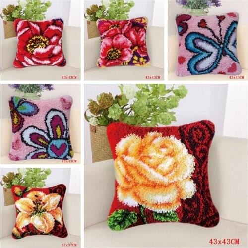 Flowers Grass Coarse Wool Latch Hook Kits DIY Cross Stitch Carpet Embroidery Plant Series Segment Embroidery DIY Rug Hooking Set