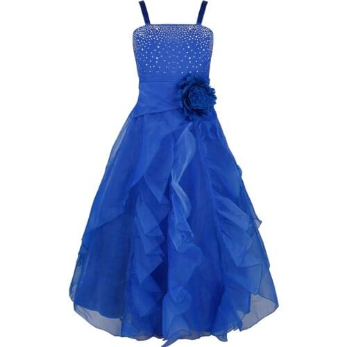 Kids Girls Sleeveless Tutu Princess Dress Ball Gown Flower Girl Dresses Wedding Pageant Birthday Evening Party Long Dress