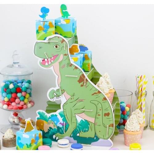 Dinosaur Party Cake Topper Birthday Dinosaur Favor Boxes Glitter Centerpiece Paper Cups Decorations Party Supplies Custom-made B