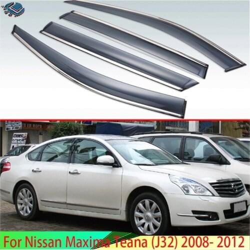 For Nissan Maxima Teana (J32) 2008- 2012 Plastic Exterior Visor Vent Shades Window Sun Rain Guard Deflector 4pcs 2009 2010 2011