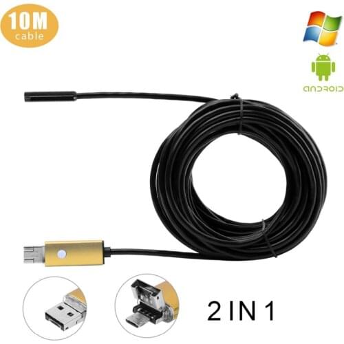 Endoscope 7MM Lens 10M Micro USB Mobile Snake Android Endoscope Camera Waterproof Inspection Borescope for Laptop with OTG /UVC