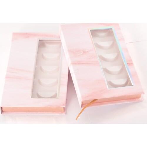 Wholesale items 5pairs Lash Book Eyelash Packaging Box Custom Faux Cils Mink Lashes Strip Marble Pink Storage Case Bulk Vendor