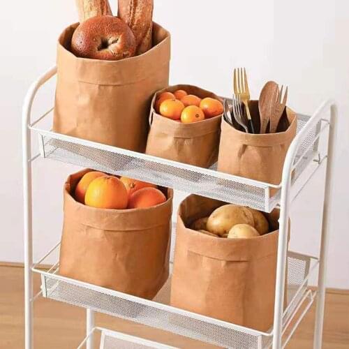 Creative Home Decoration Multi-function Washable Kraft Paper Bag Succulent Small Flower Pot Makeup Brush Refrigerator Storage