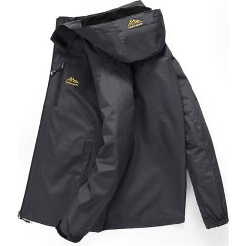 Outdoor Jacket Men Casual Waterproof Windbreaker Breathable Hooded Coats Mens Military Mountain Sports Fleece Jackets Plus 5XL