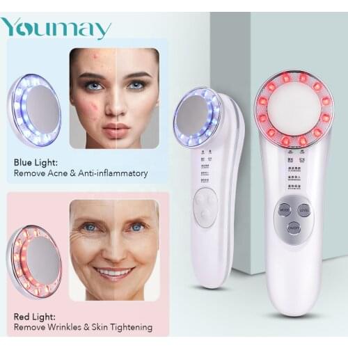 7 in 1 LED Facial Massager Photon Ultrasonic Skin Lifting Wrinkle Remover Anti Aging Tightening Beauty Devices Skin Care Tool