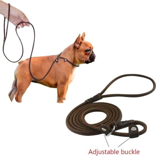 Multifunctional Dog Leash Genuine Leather Double Leashes P chain Collar Adjustable Long Short pet Dog Walking Training Leads