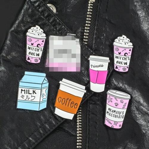 Cartoon Milk Coffee Ice Cream Milk Tea Cup Brooch for Woman Badge Shirt Enamel Pin Brooches for Men Metal Pin Jewelry Accesorios