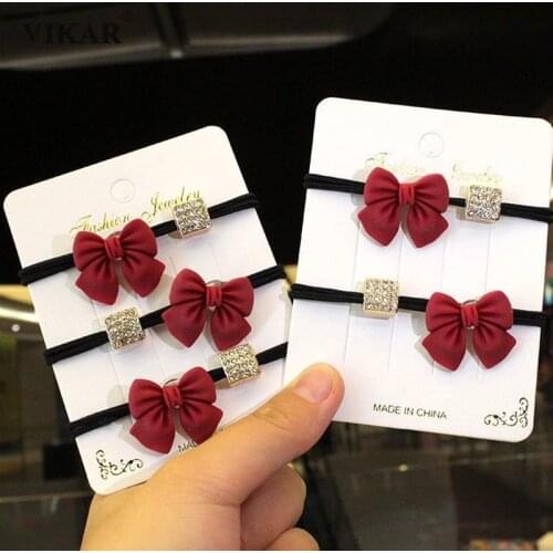 Shiny Diamond Elastic Hair Bands Women Sweet Bows Ponytail Organza Scrunchie Set Hair Ropes Girls Hair Accessories Headwear