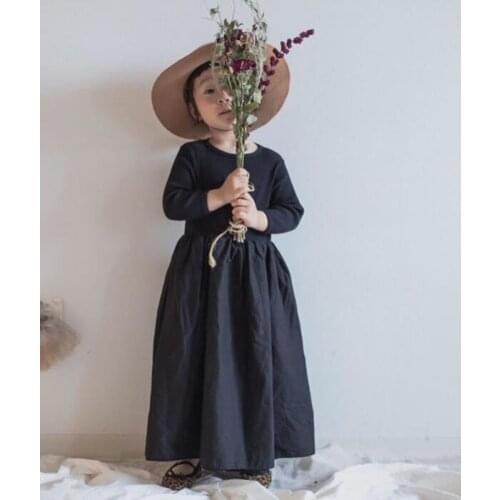 2020 South Korea Spring and Autumn New Casual Girl Stitching Long A- line Dress Stripe Mori Princess Dress